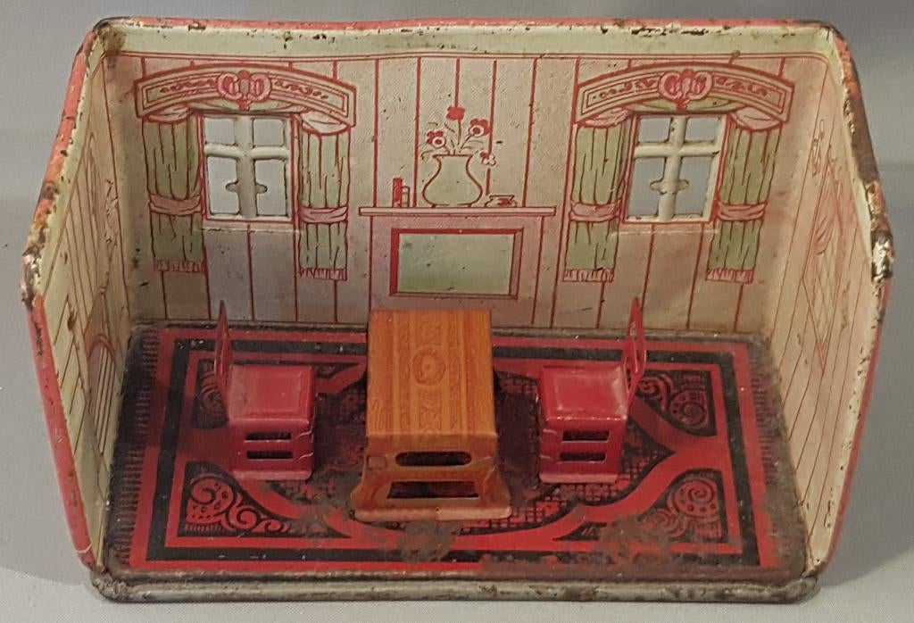 Antiek 1920s blik miniatuur kamer Marx Newlywed Room, Antiek en Kunst, Antiek | Speelgoed, Ophalen of Verzenden
