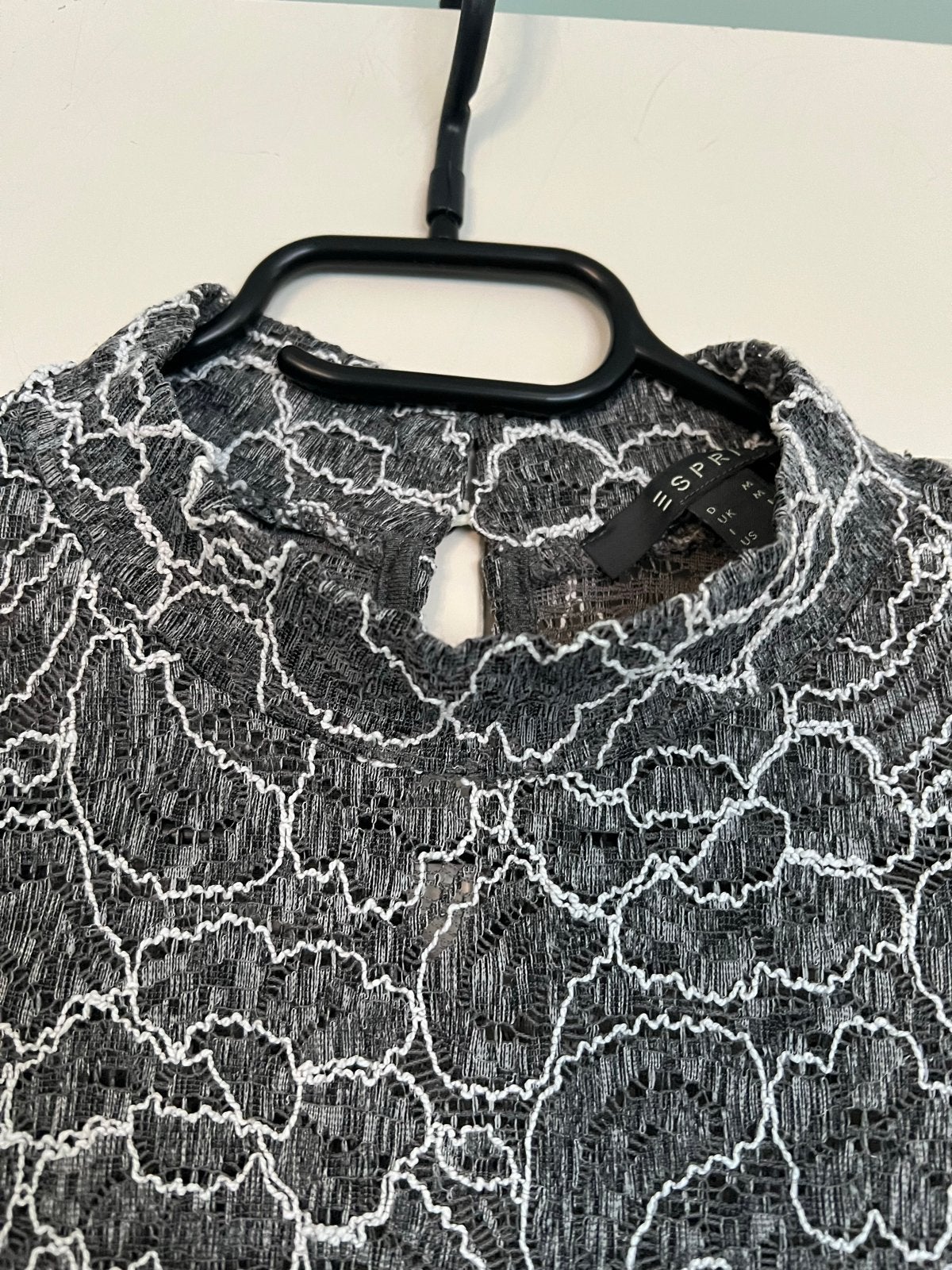 Esprit blouse maat M - Grijs met wit kantpatroon, Ophalen of Verzenden, Gedragen, Maat 38/40 (M), Grijs
