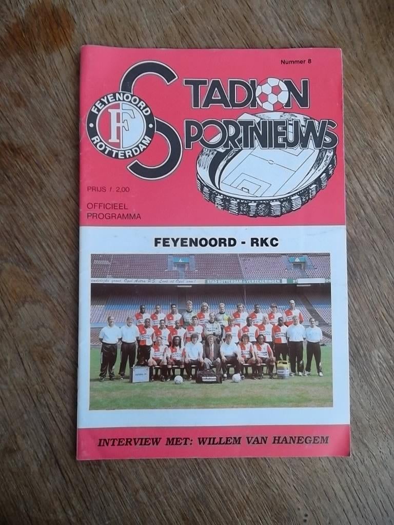 Programmablad Feyenoord - RKC 1 november 1992, Ophalen of Verzenden, Gelezen