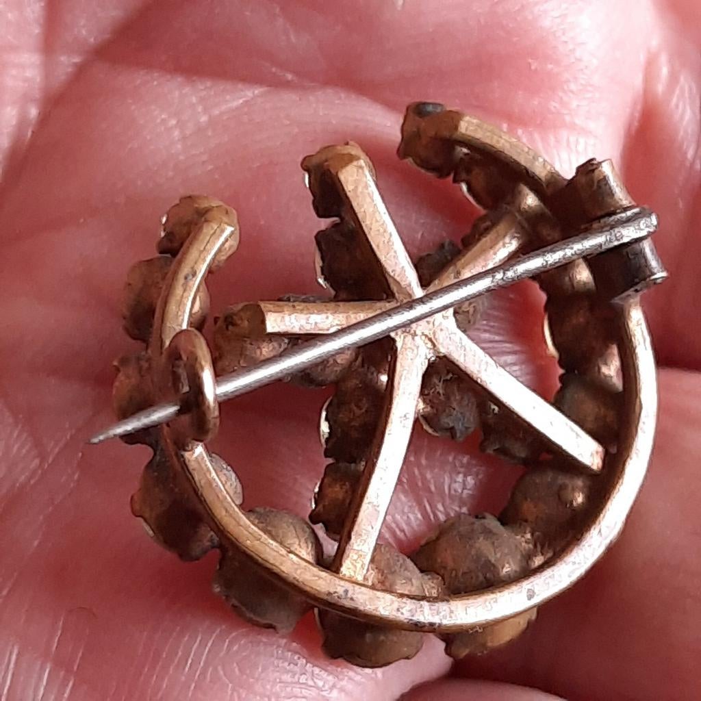 Strass Broche Hoefijzer met Ster, 18 tot 19, Dame, Zilver, IJzer of Staal