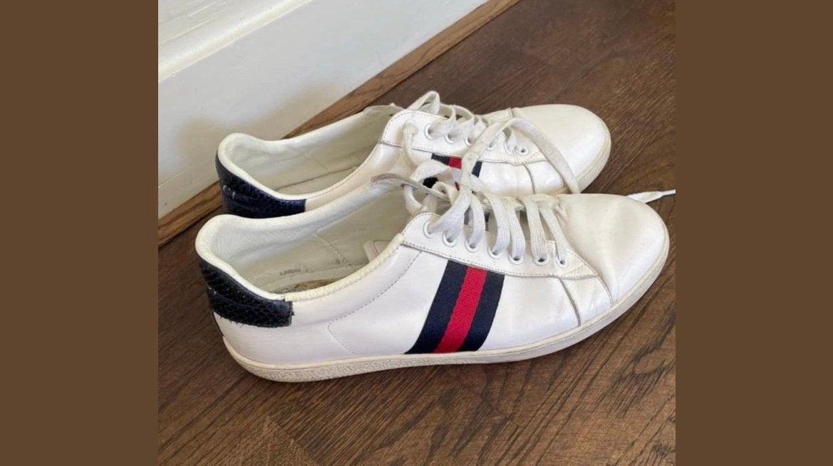Gucci Ace sneakers wit met rood/blauwe streep, Ophalen of Verzenden, Gedragen, Wit, Sneakers of Gympen