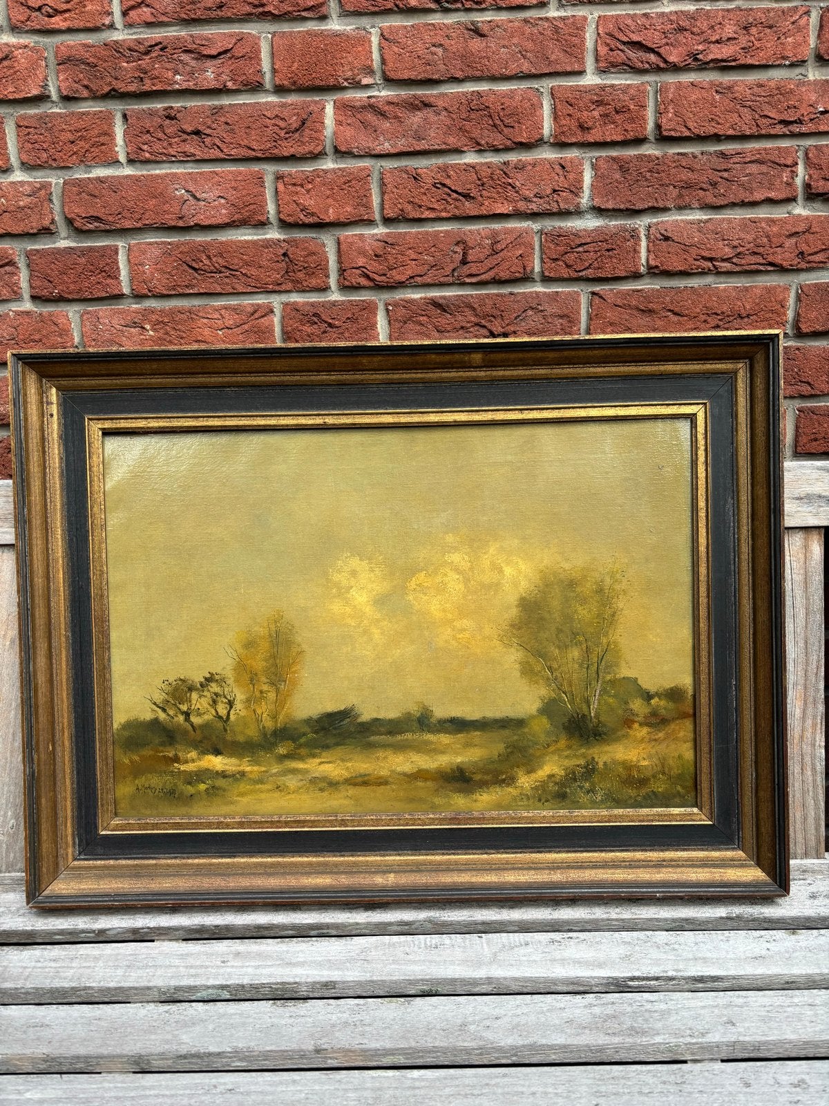 Olieverfschilderij Landschap Antoon Markus,  1937, Ophalen, Gedateerd, Doek, Realistisch