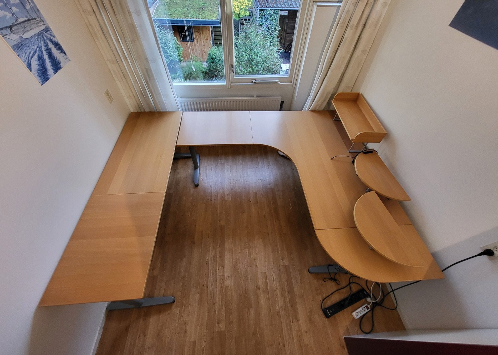 Ikea Galant hoekbureau met infraroodpaneel, Huis en Inrichting, Gebruikt, Hoekbureau, In hoogte verstelbaar, Ophalen of Verzenden