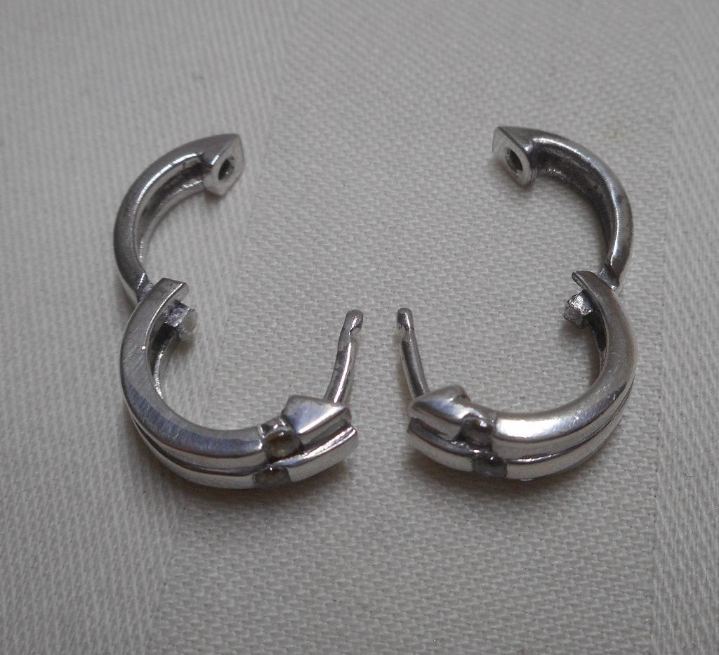 Zilveren klapcreolen met steentjes nr.016, Verzenden, Zilver, Zilver, Hangers
