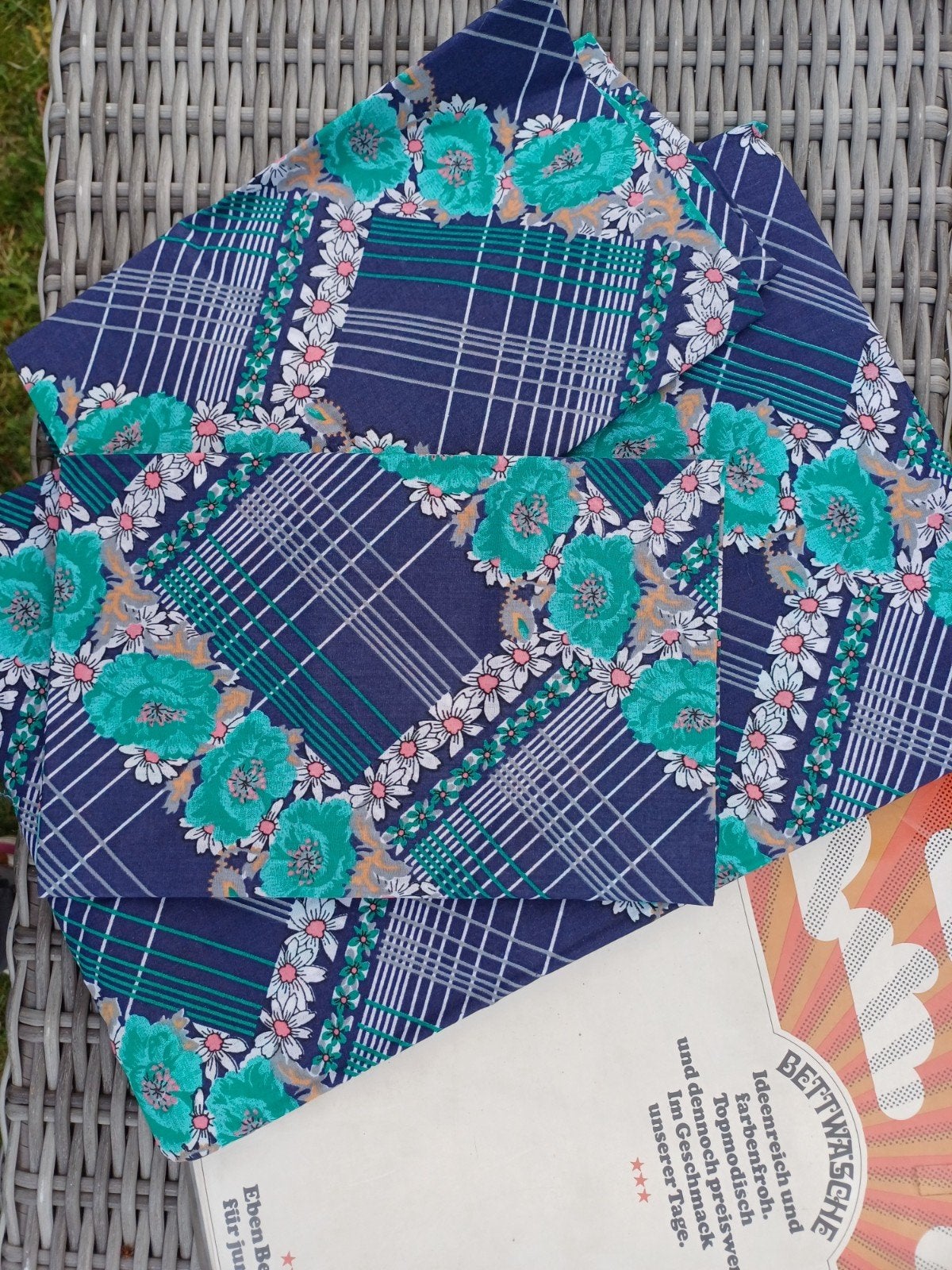 retro dekbedovertrek blauw groen nieuw, Blauw, Dekbedovertrek, Katoen, Nieuw