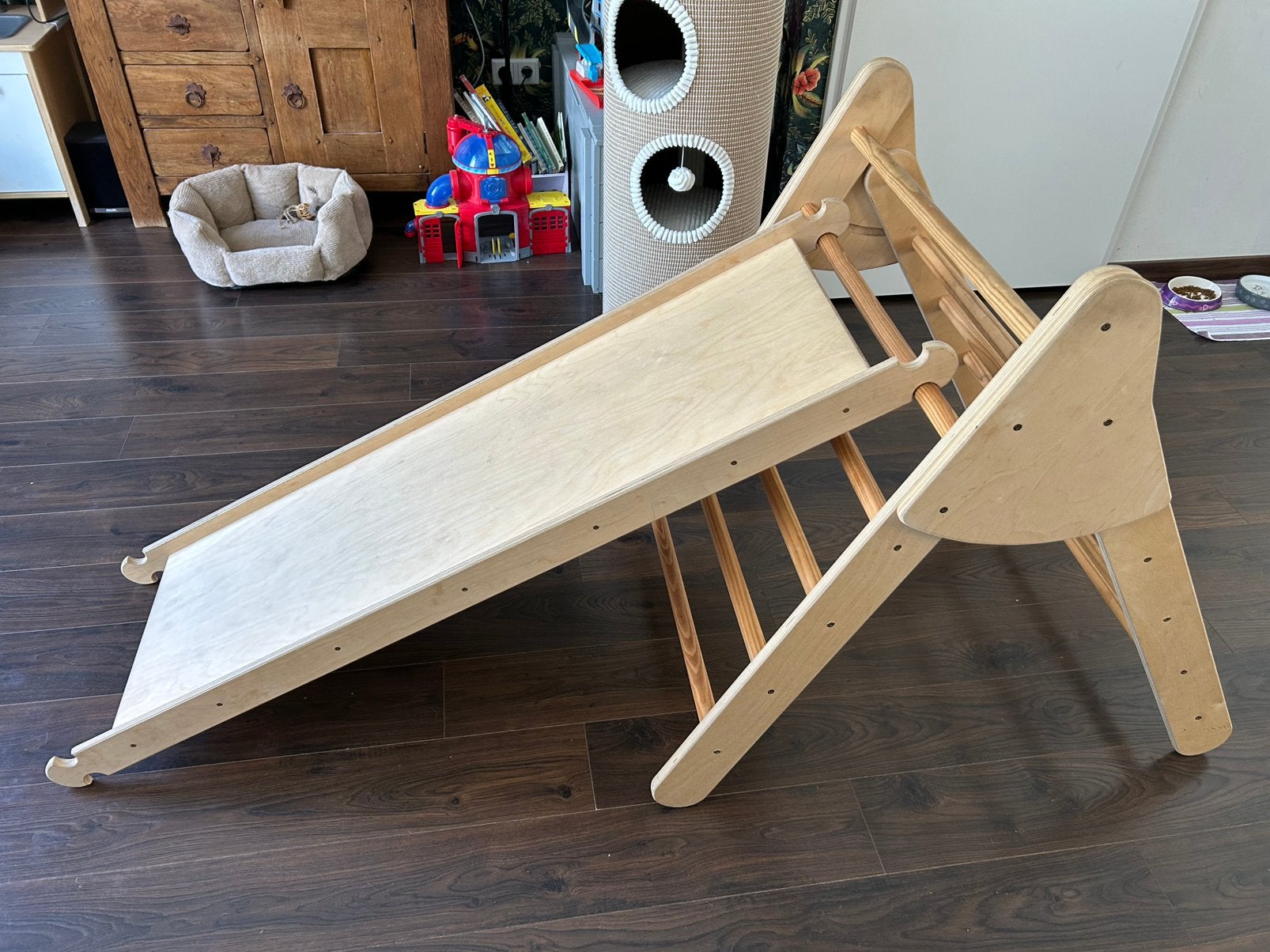 Vos Twins Houten klimdriehoek met glijbaan, Ophalen, Zo goed als nieuw, Jongen of Meisje