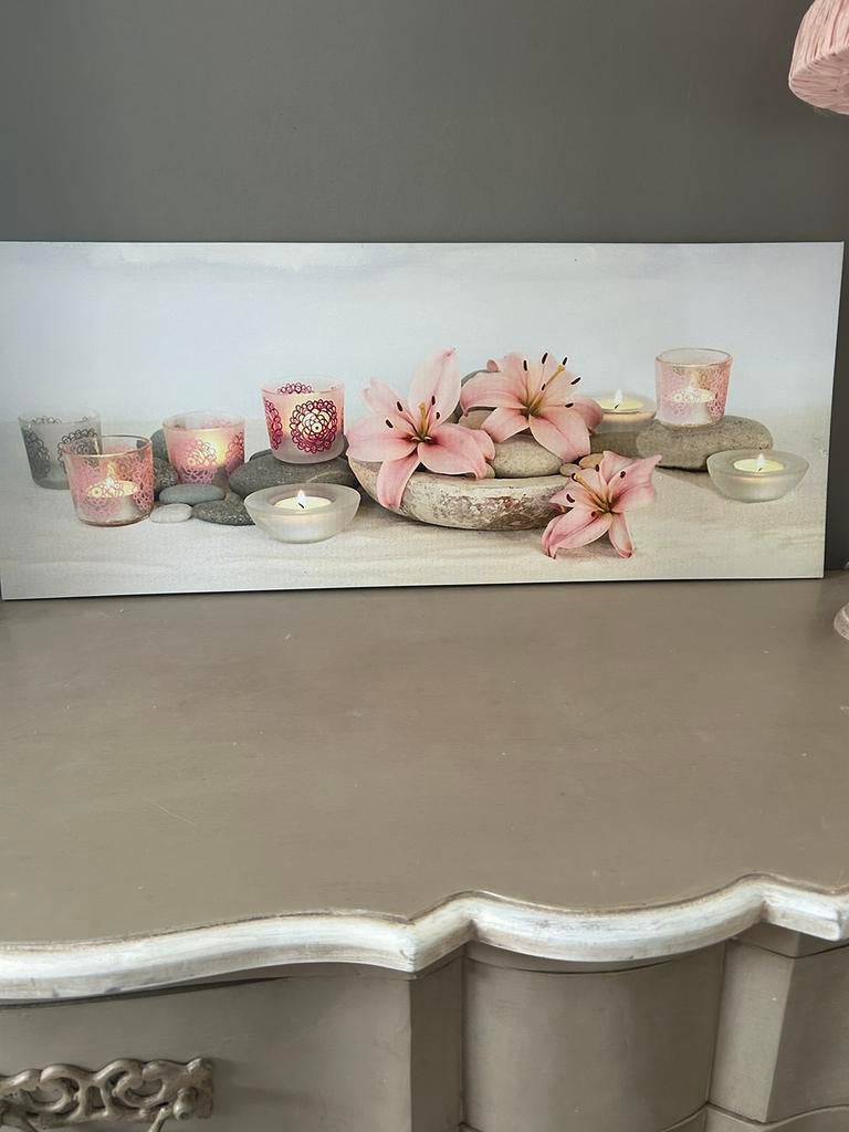 Canvas met lichtjes - Zen sfeer - 100x40 cm, Ophalen, 75 tot 100 cm, Minder dan 50 cm, Print