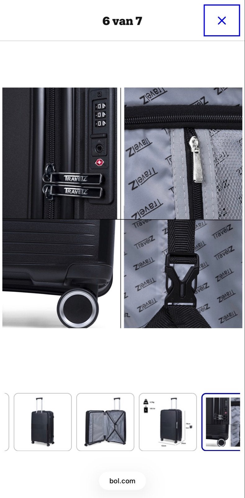 TravelZ Swinger Grote Reiskoffer 78cm - Zwart, Hard kunststof, 45 tot 55 cm, Ophalen of Verzenden, 70 cm of meer