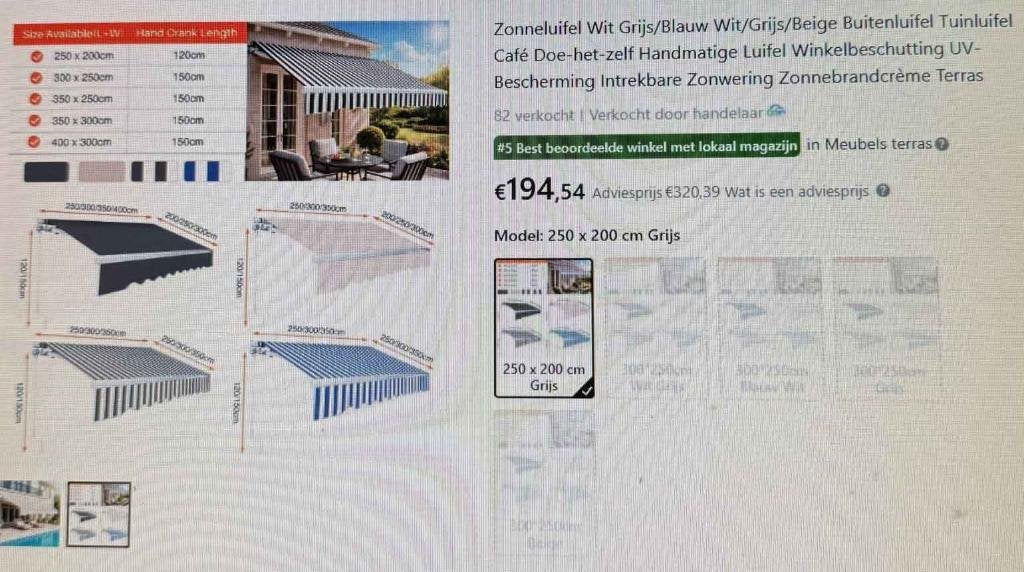 2 x Nieuwe zonneschermen, Tuin en Terras, Ophalen, 150 tot 300 cm, 250 cm tot 450 cm, Uitvalscherm