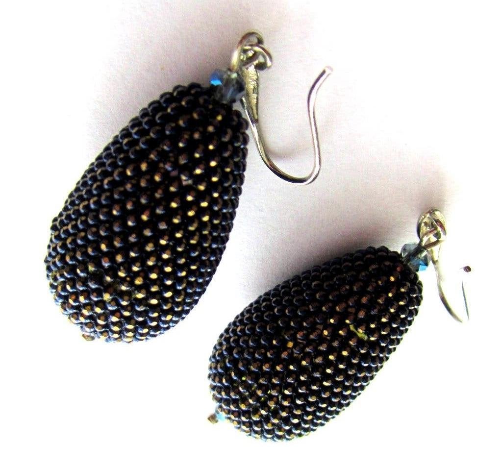 Vintage Prachtige Swarovski element glas kraal oorbellen, Ophalen, Zo goed als nieuw, Overige materialen, Hangers