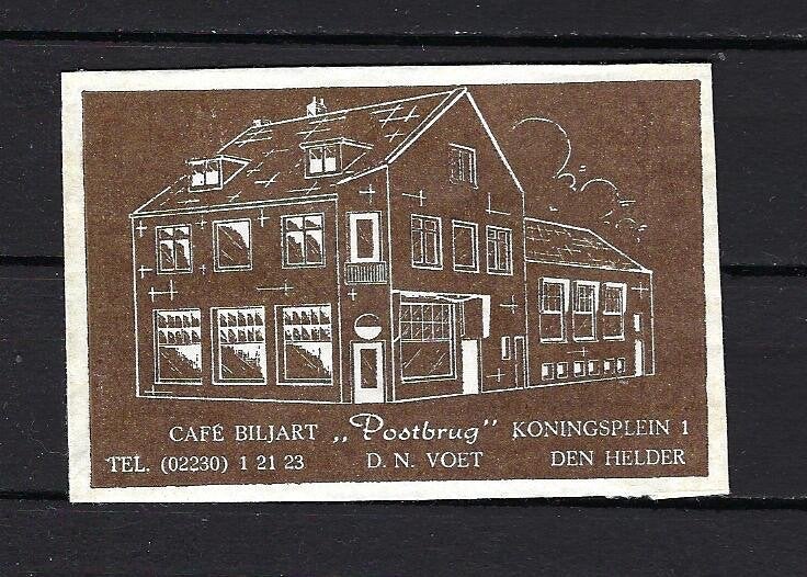 827 Den Helder cafe biljart POSTBRUG, Ophalen of Verzenden, Nederland