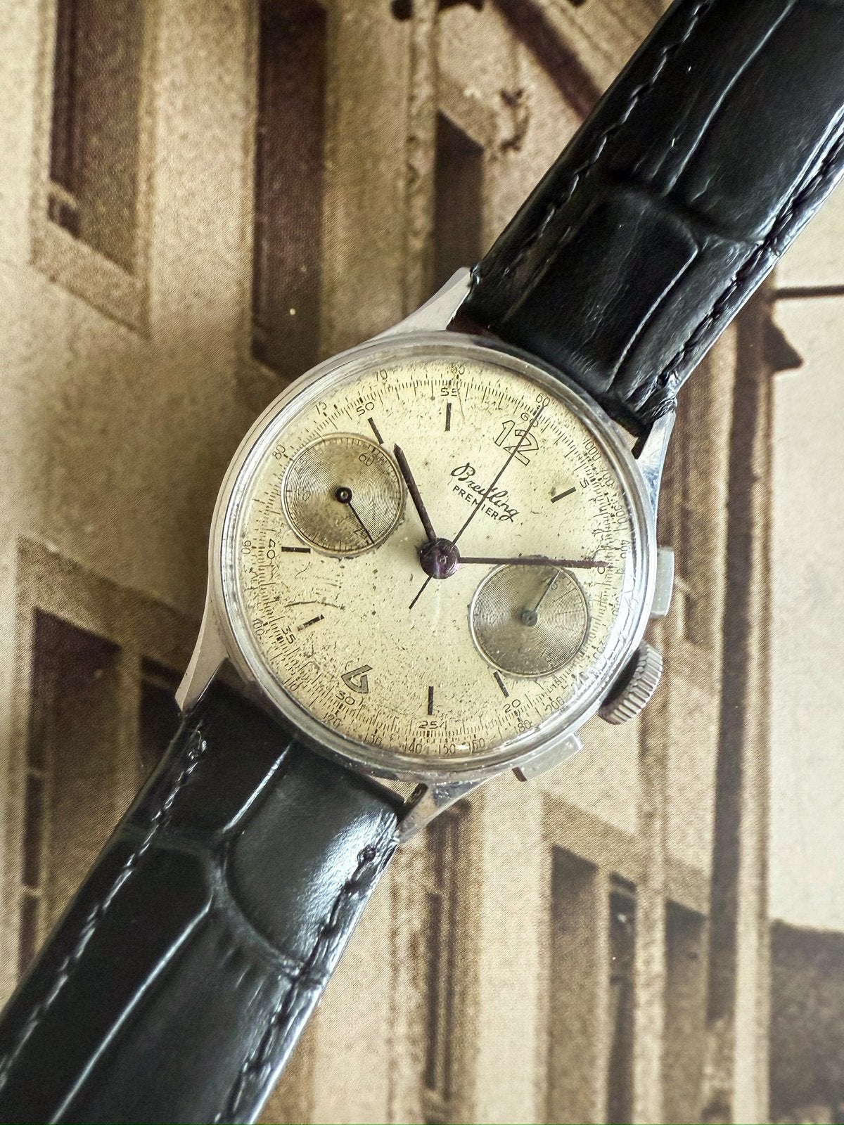 Breitling Premier Chronograph (ca. 1947-1952), Staal, Breitling, Polshorloge, Ophalen of Verzenden