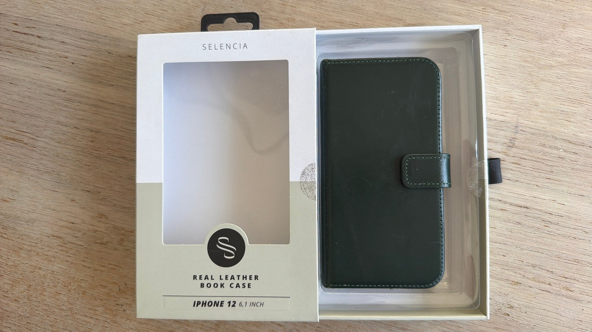 NIEUW HOESJE Donkergroen lederen IPHONE 12 & PRO  SELENCIA, Ophalen of Verzenden, Nieuw, IPhone 12