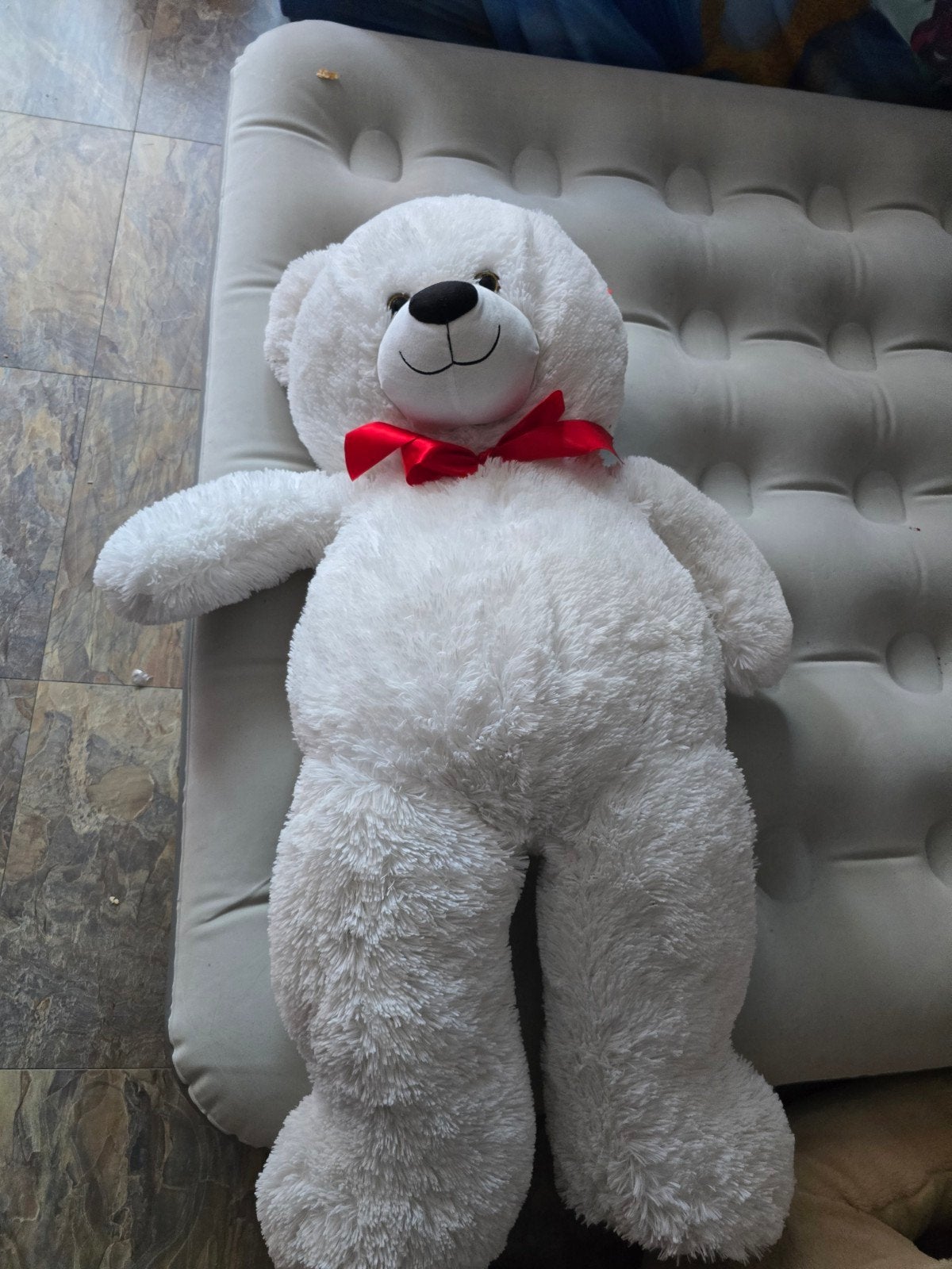 Grote witte teddybeer met rode strik, Ophalen, Overige merken, Overige karakters, Beer