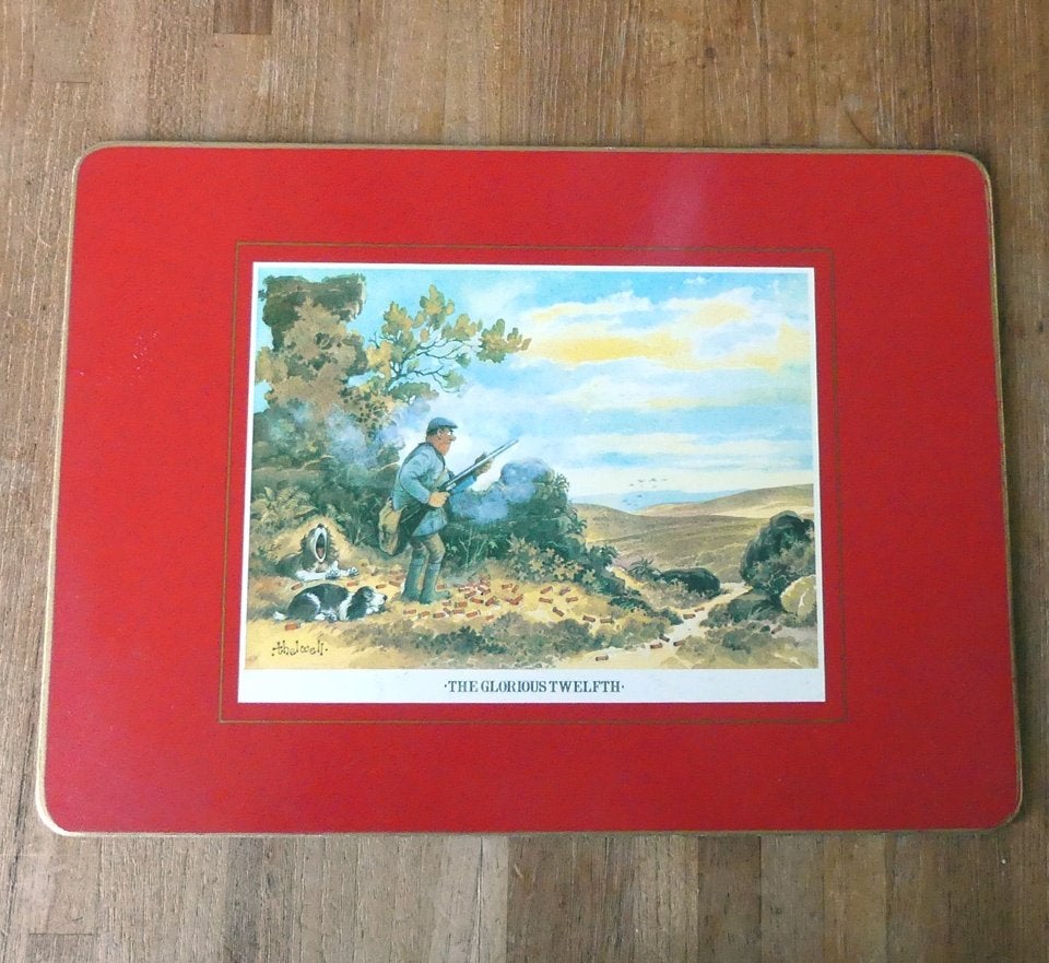 Jagers placemat "The Glorious Twelfth" broodplankje jacht, Gebruikt, Kurk, Placemat, Ophalen of Verzenden