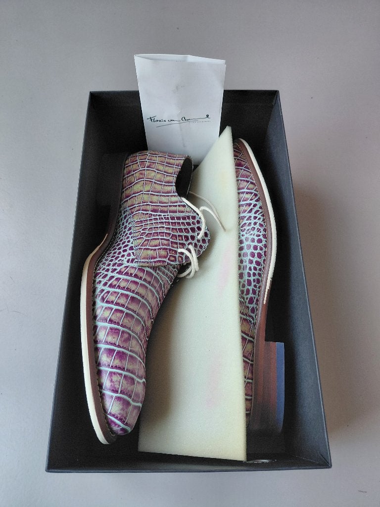 Floris van Bommel Aubergine Croco, maat 7,5. Breedte G1/2., Kleding | Heren, Overige kleuren, Floris van Bommel, Nieuw, Ophalen of Verzenden