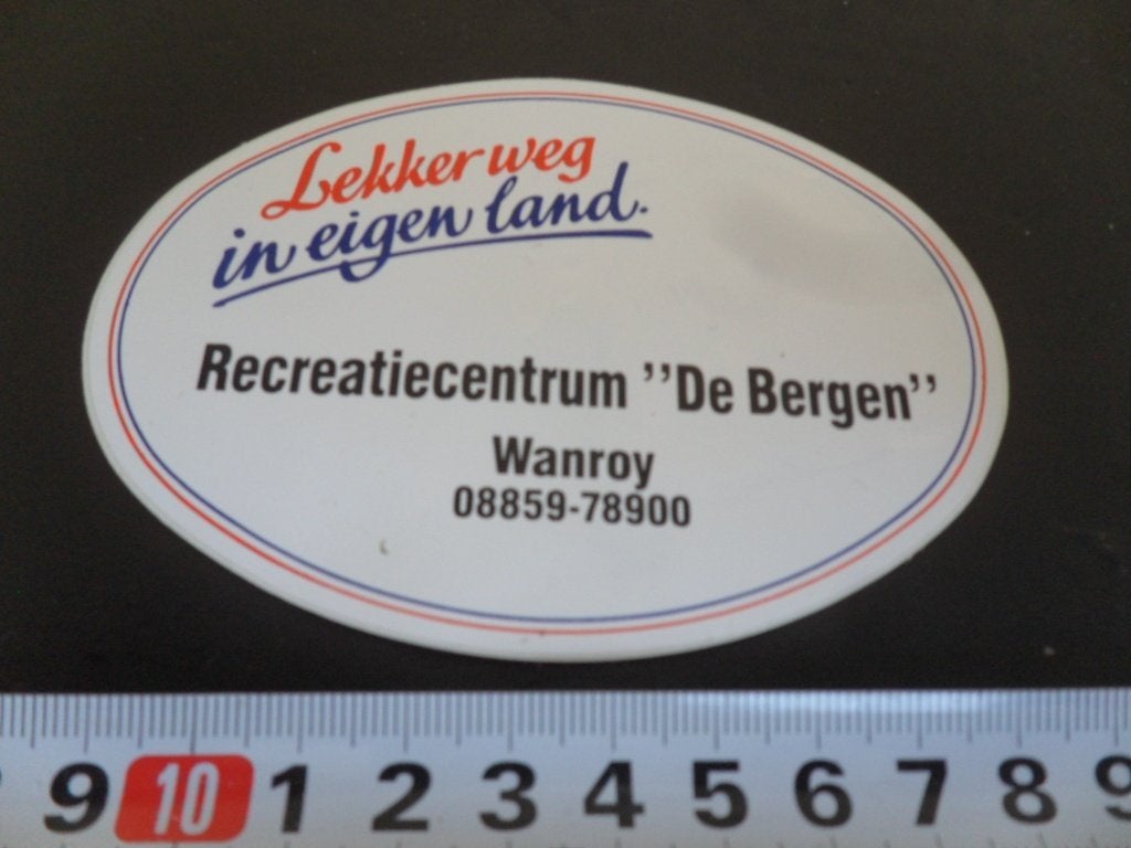 sticker Wanroy Recreatiecentrum DE BERGEN Lekker weg in, Ophalen of Verzenden, Zo goed als nieuw
