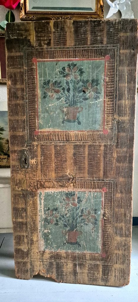 Foto 14 van Antiek beschilderde houten paneel, deur, 19e eeuw