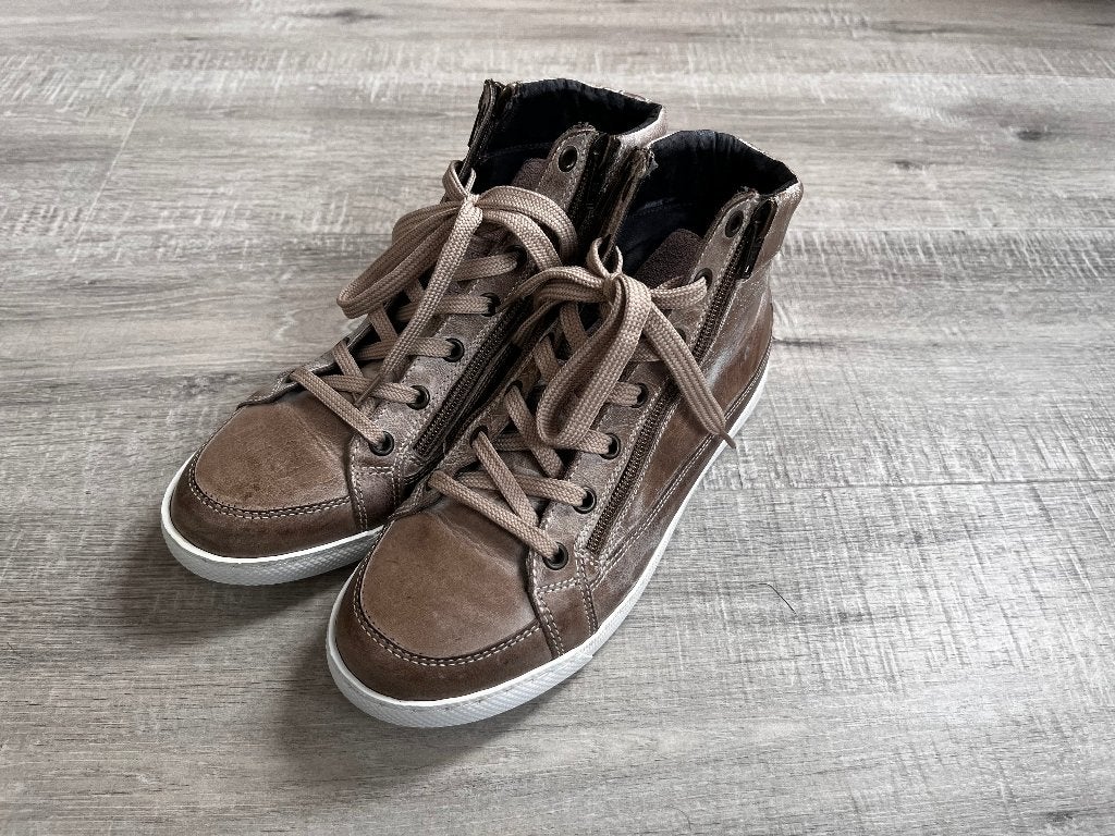 Dames hoge sneaker maat 38 beige bruin grijs mt. 38 manfield, Beige, Ophalen of Verzenden, Sneakers of Gympen, Manfield
