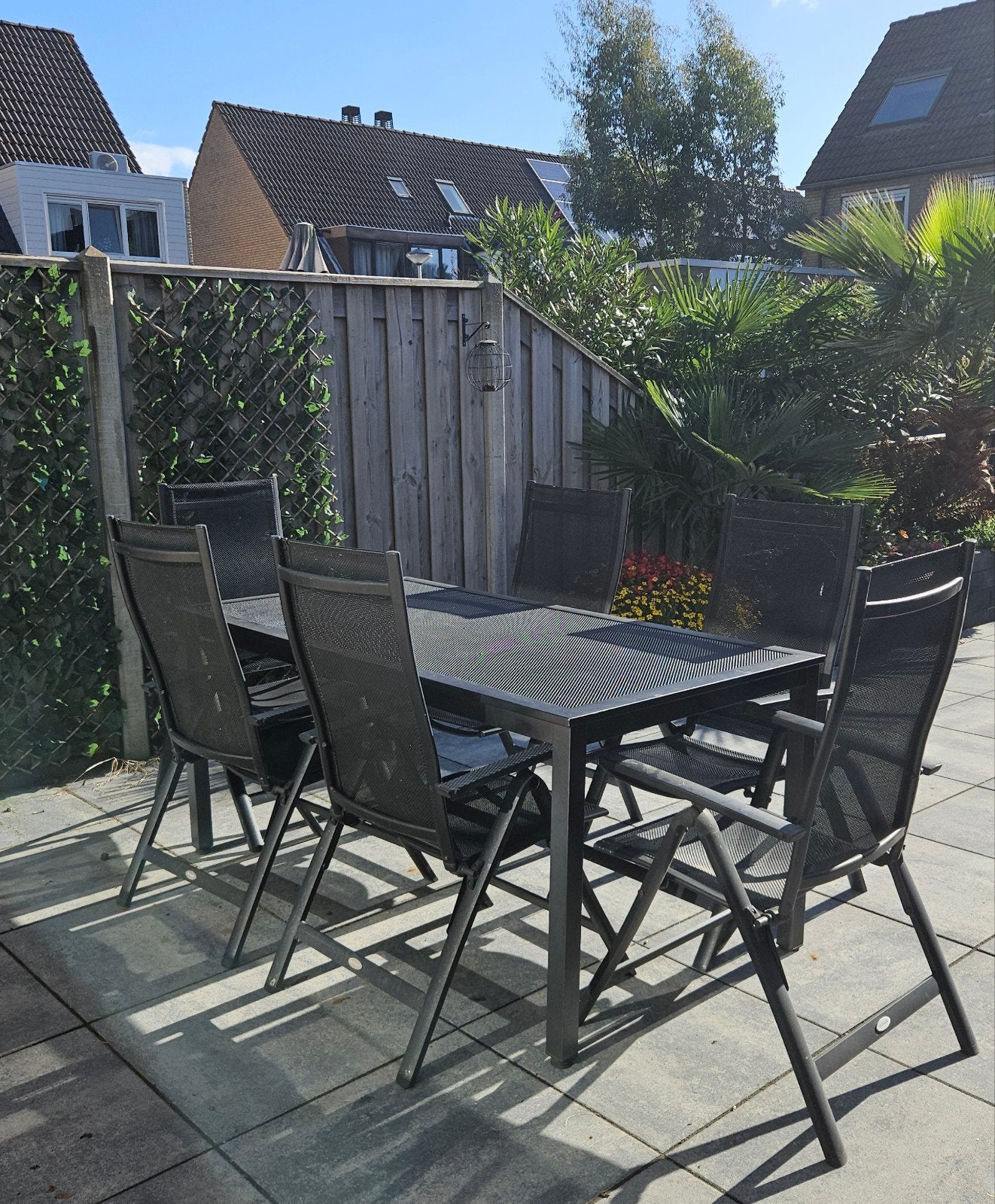 Tuinset met 6 stoelen - Grijs alluminium, Gebruikt, 6 zitplaatsen, Aluminium, Ophalen of Verzenden