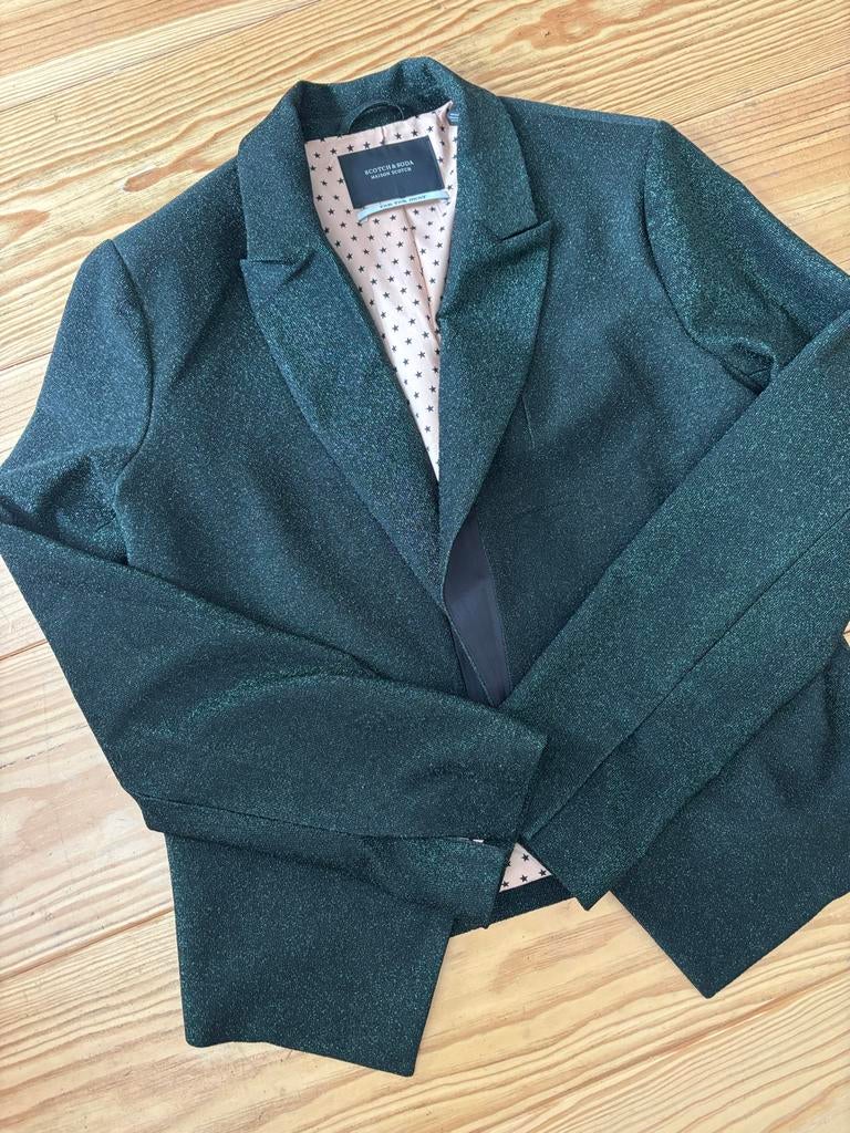 Korte Groene Glitter Blazer - Scotch & Soda, Maat 42/44 (L), Ophalen of Verzenden, Zo goed als nieuw, Jasje