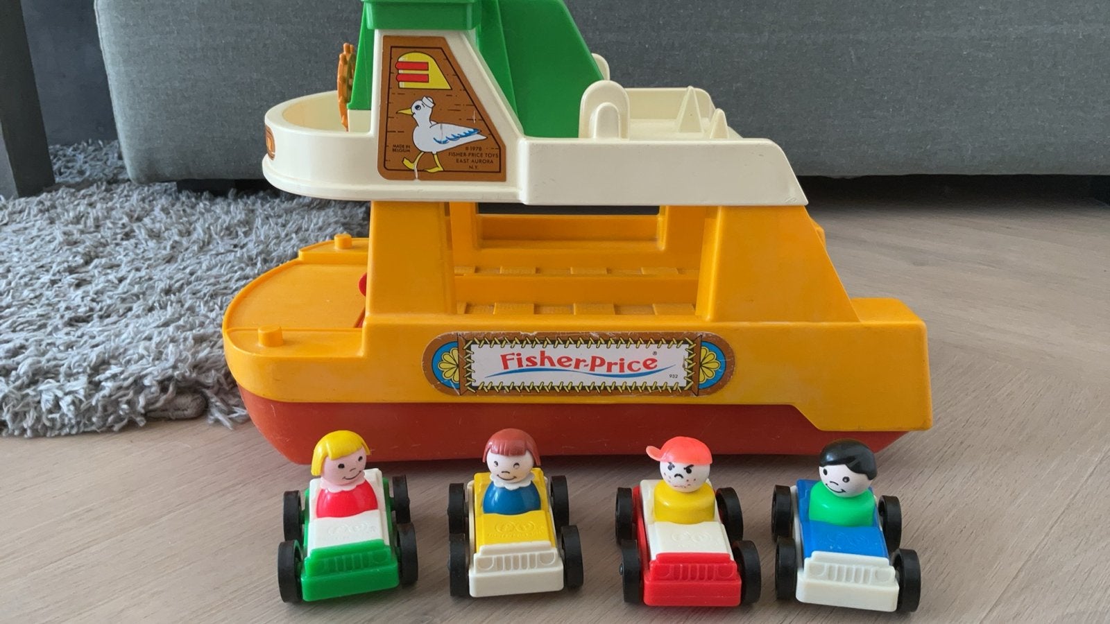 Vintage Fisher-Price Ferryboot met auto's en poppetjes, Ophalen of Verzenden, Gebruikt, Auto of Voertuig