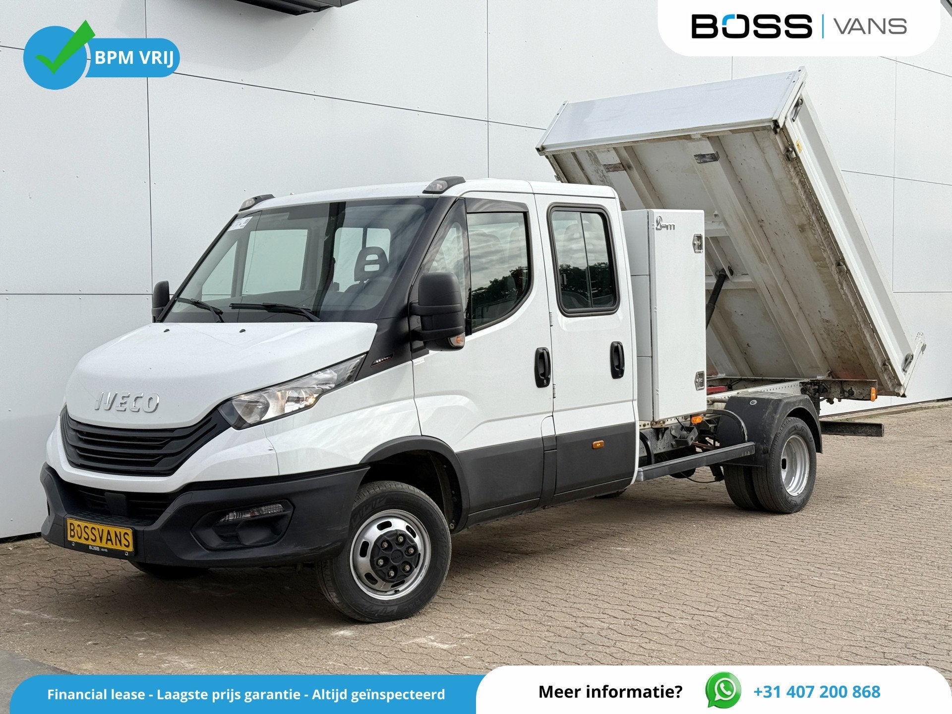 Iveco Daily 35C16 3.0 Dubbele Cabine Kipper Dubbellucht 3,5t, Auto's, Gebruikt, Zwart, 4 cilinders, Iveco
