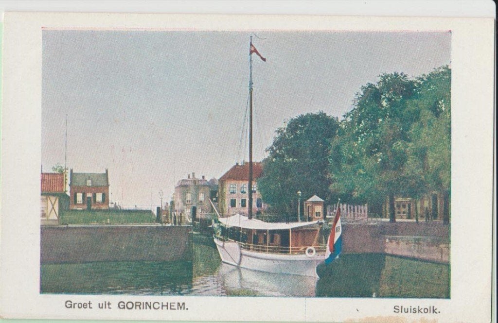 Gorinchem. Groeten uit.. Sluiskolk - binnenvaart ca, 1910, Ophalen, Voor 1920, Ongelopen, Zuid-Holland