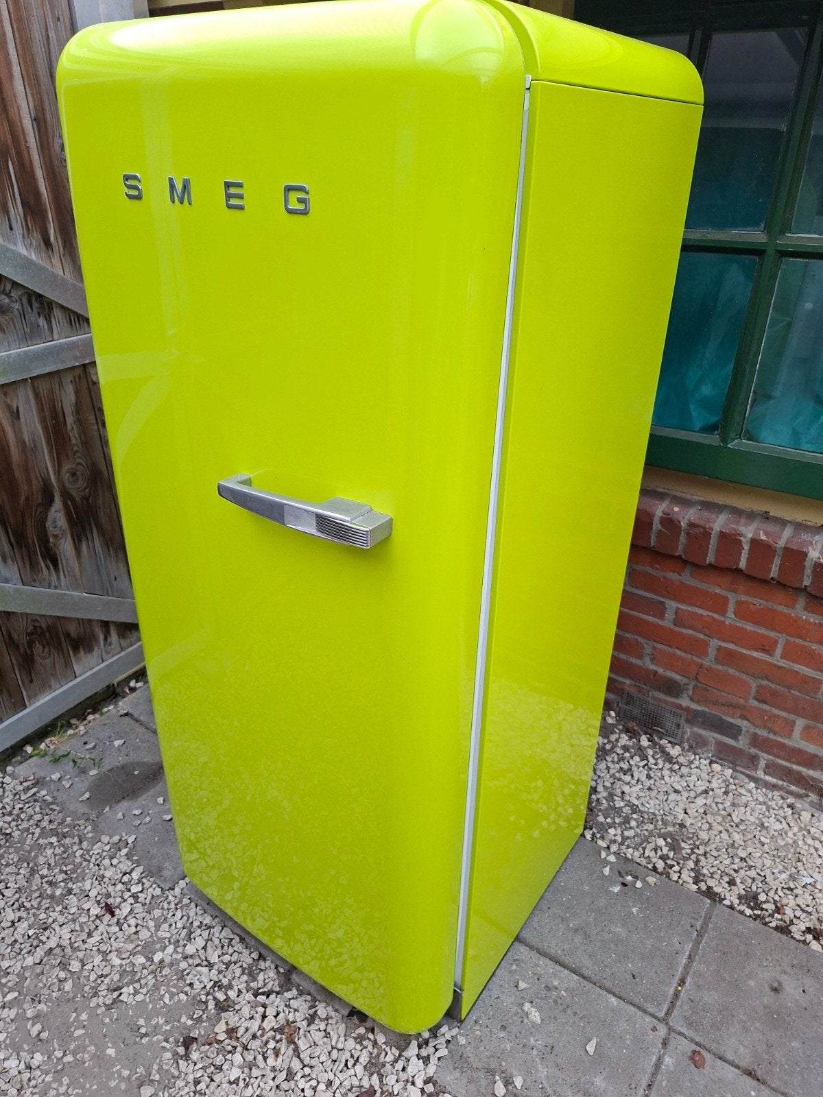 Smeg FAB28VES4 Koelkast - Limegroen, Retro Stijl, Gebruikt, 200 liter of meer, 60 cm of meer, Met vriesvak