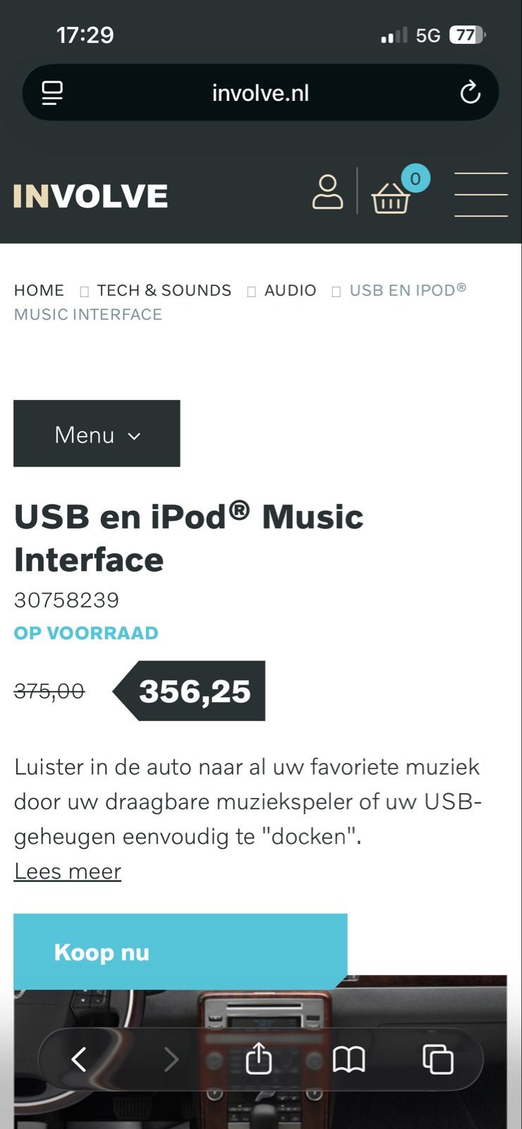 Originele Volvo iPod USB Interface C30 C70 S40 V50, Auto diversen, Ophalen of Verzenden, Gebruikt