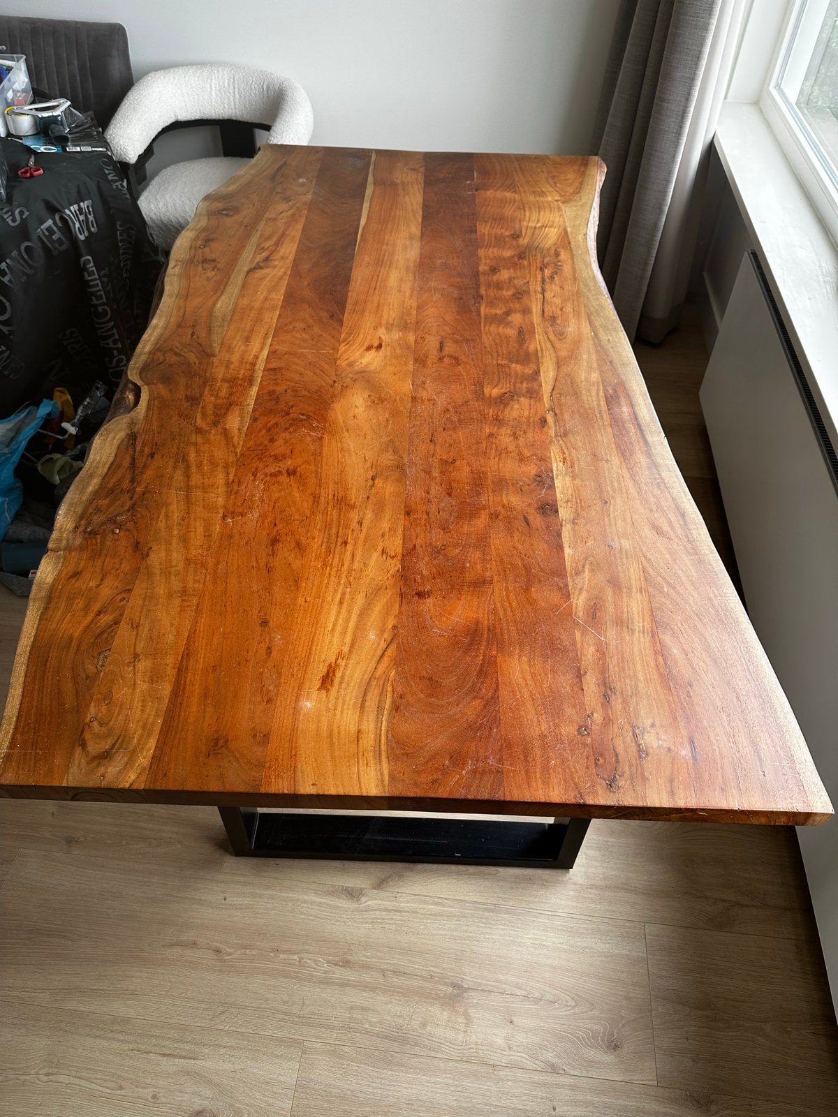 Robuuste houten eettafel 200x110 cm, Ophalen, Gebruikt, 100 tot 150 cm, 150 tot 200 cm