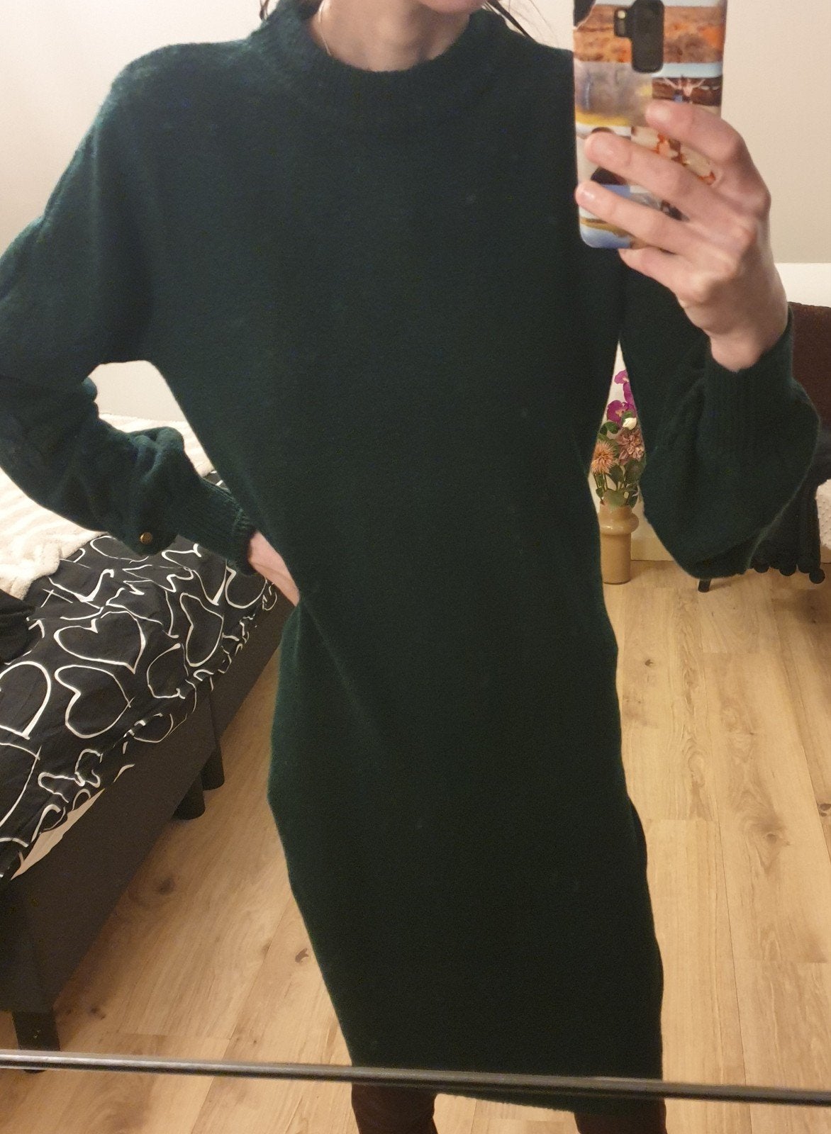 Gebreide jurk, donkergroen, stretch, Costes, maat XS, zgan, Ophalen of Verzenden, Zo goed als nieuw, Costes, Maat 34 (XS) of kleiner