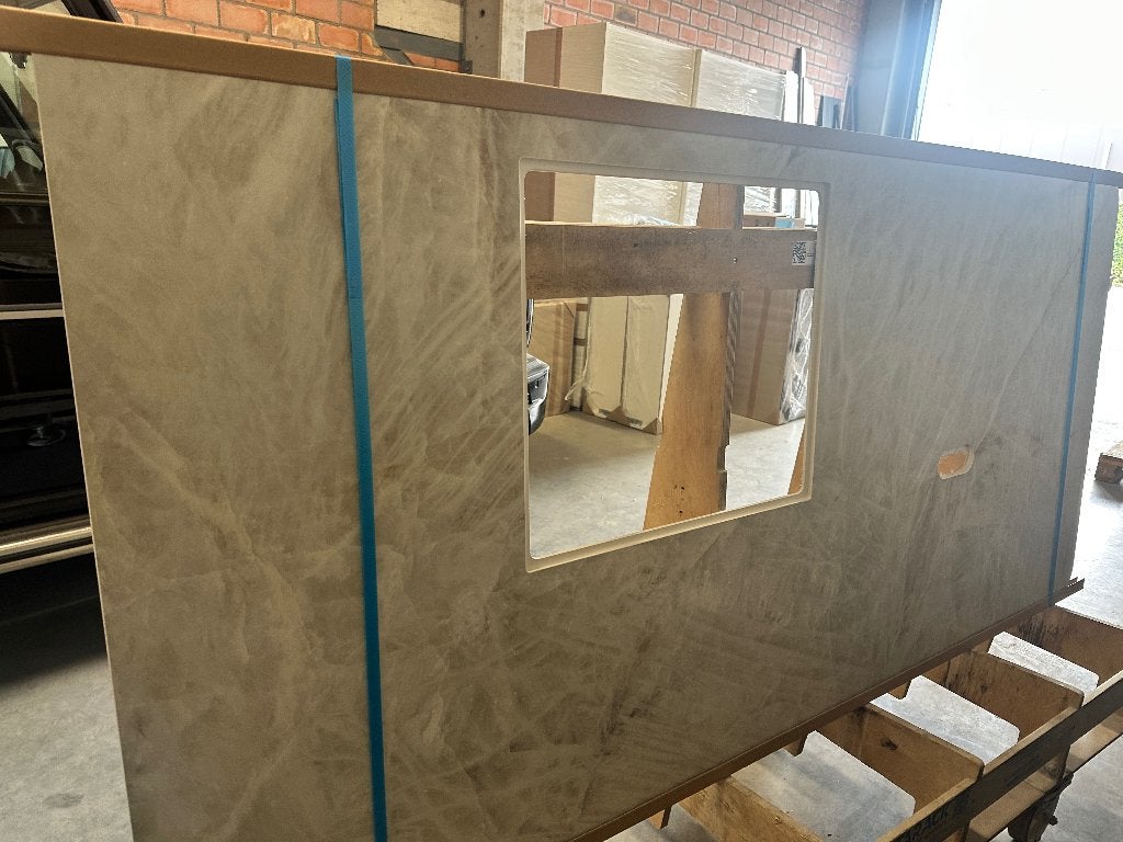 Werkblad keramiek 12 mm voor kookeiland 2150 x 1050 mm, Huis en Inrichting, Ophalen, 75 cm of meer, Beige, Nieuw