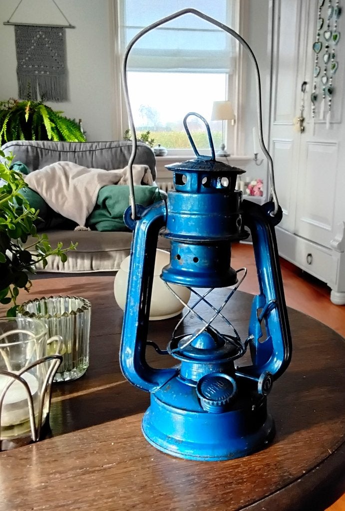 Vintage stormlamp - olielamp - stormlantaarn - geen glas in!, Ophalen of Verzenden