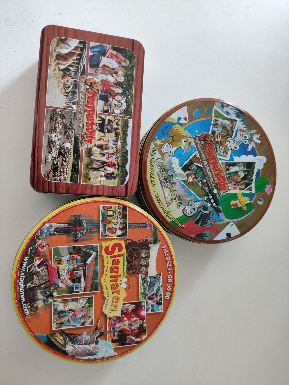 3x Blikken Trommels PonyparkCity Slagharen, Verzamelen, Blikken, Ophalen of Verzenden, Gebruikt, Koek(jes), Overige merken