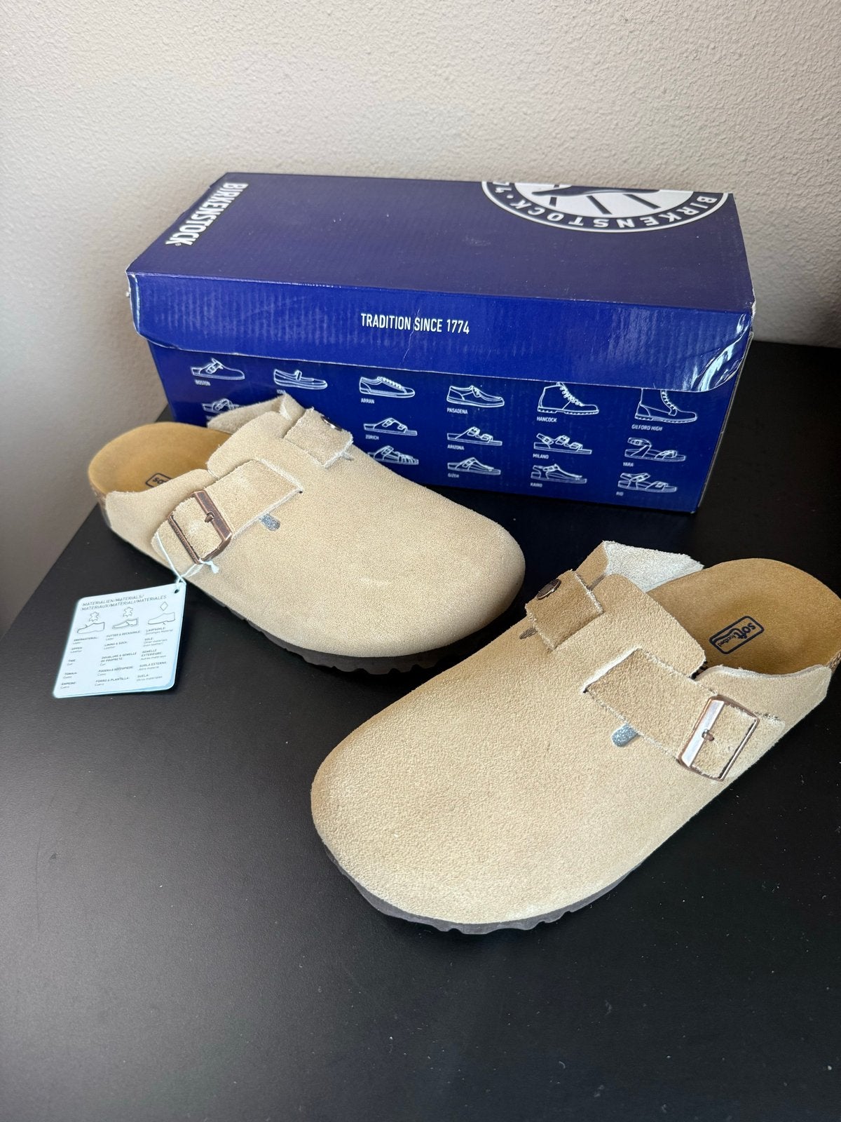 Birkenstock Boston Slipper Maat 36/37/38/39/40 Beige Suède, Beige, Nieuw, Ophalen of Verzenden, Pantoffels of Sloffen