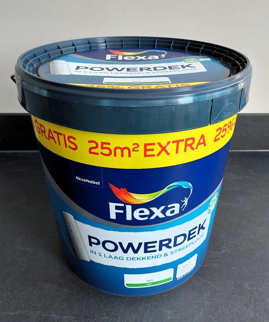 Flexa Powerdek - Wit, Ophalen, Wit, 10 tot 15 liter, Verf