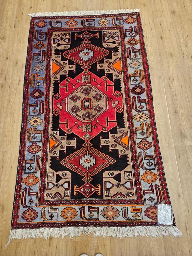 Vintage handgeknoopt perzisch tapijt hamadan 225x122, Info@SlatsAntiek.nl, Tweedehands, 100 tot 150 cm, Perzisch