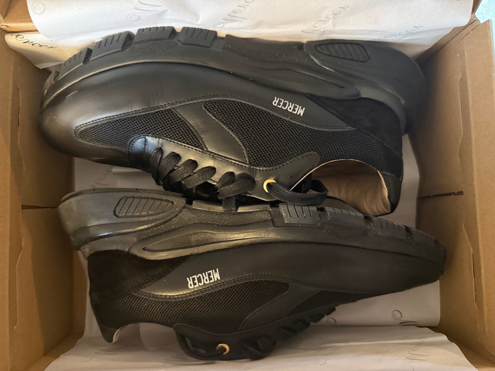 Mercer Heren Leren Sneakers Maat 45 Nieuw, Ophalen of Verzenden, Nieuw, Zwart, Sneakers of Gympen