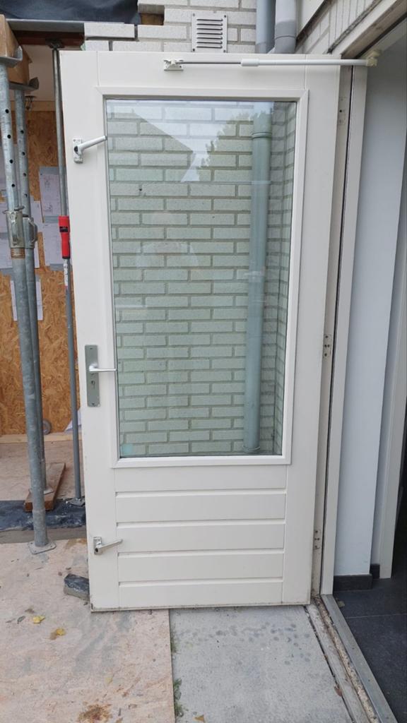 Buitendeur met glas en paneel, Ophalen, Gebruikt, 80 tot 100 cm, Buitendeur
