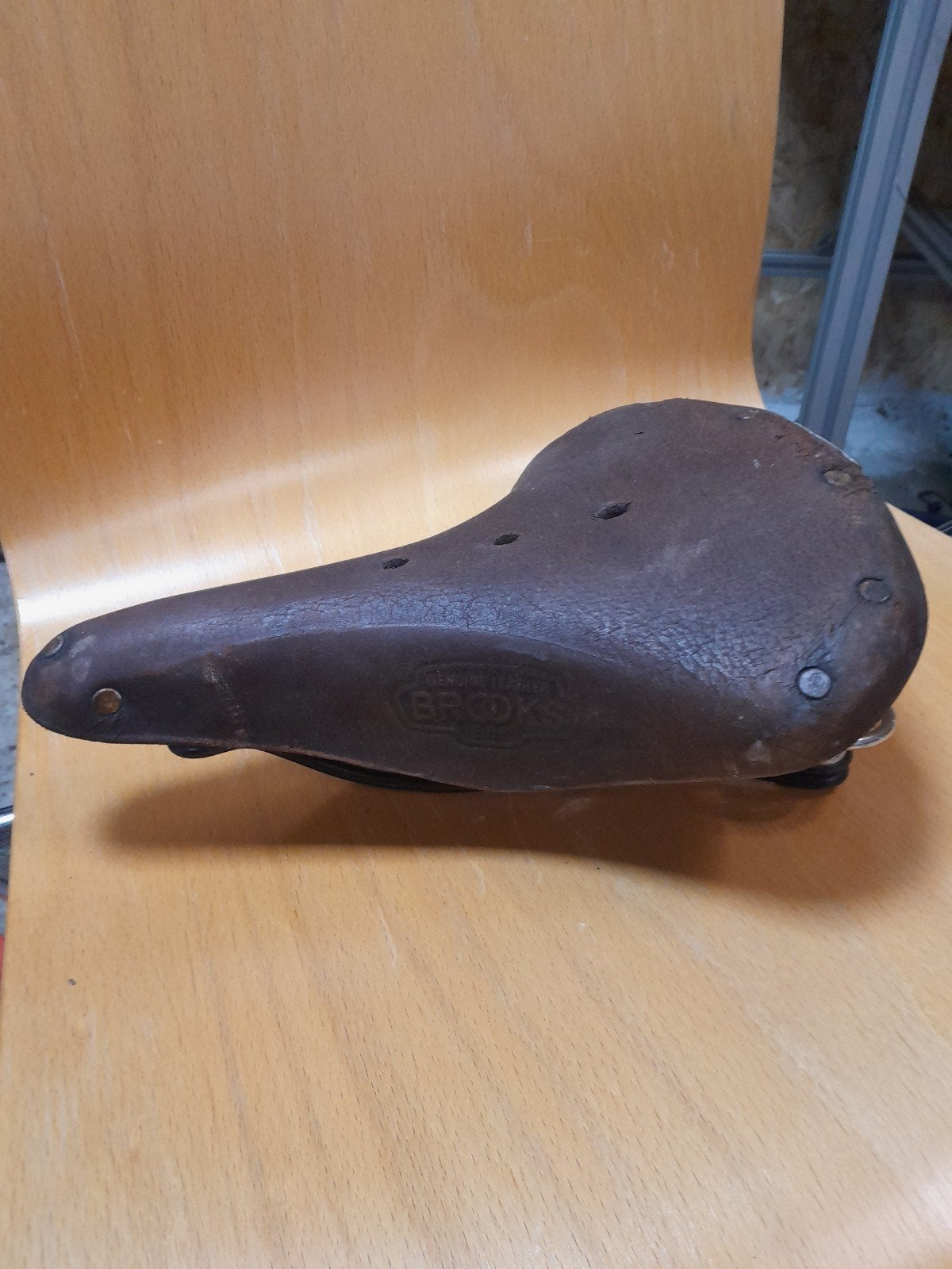 Brooks Leren Fietszadel met Veren - Vintage Stijl, Fietsen en Brommers, Oldtimerfiets, Gebruikt, Leer, Ophalen of Verzenden