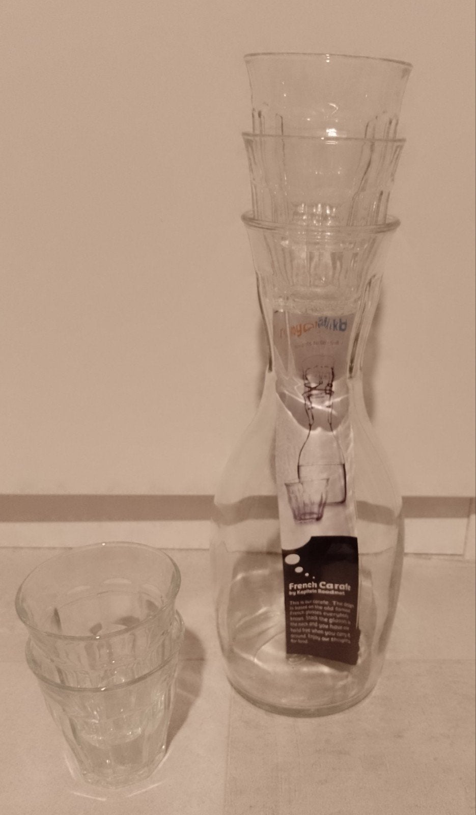 Royal VKB karaf (1 liter) met 4 glazen, nieuw, Overige typen, Nieuw, Ophalen of Verzenden, Glas
