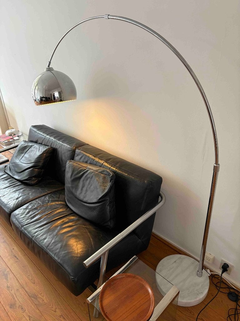 Made Bow Staande Lamp - Chroom met een marmeren voet, Ophalen, Zo goed als nieuw, 150 tot 200 cm