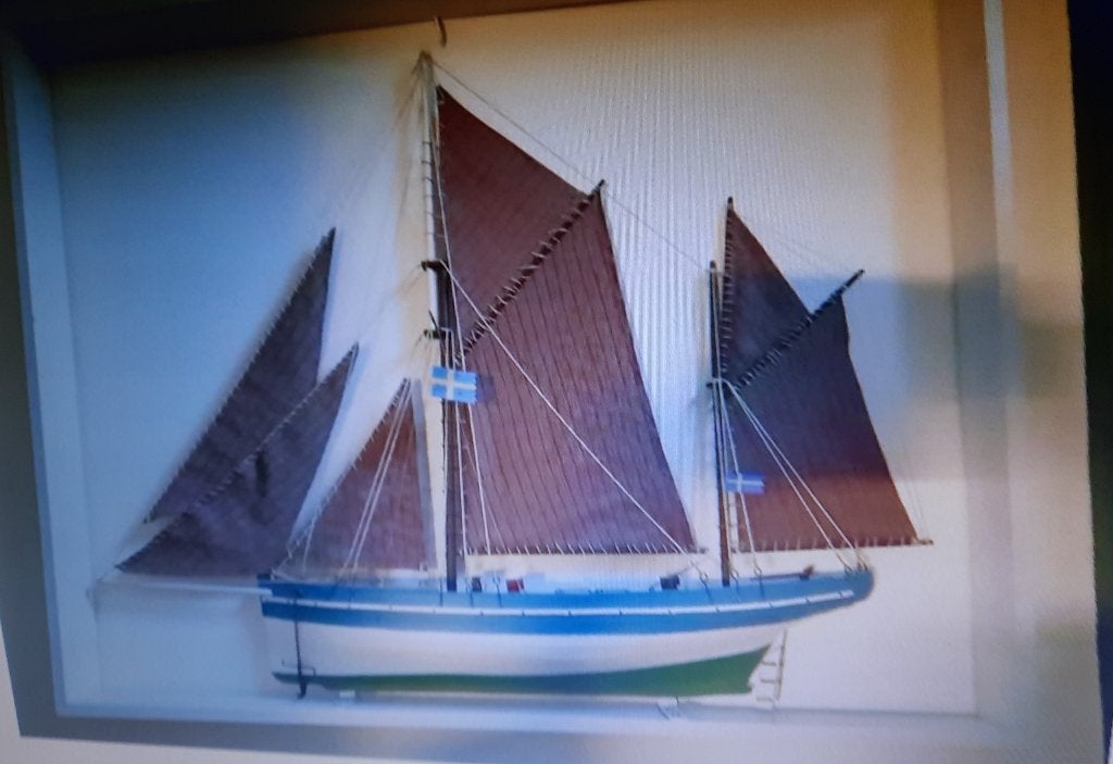 Prachtige 3D modelzeilboot in een witte lijst, Ophalen, Nieuw