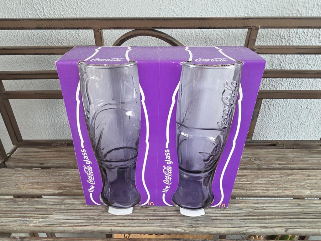 Coca-Cola glazen McDonald's 2009 paars 2 stuks Nieuw, Verzamelen, Glas en Borrelglaasjes, Ophalen, Nieuw, Frisdrankglas