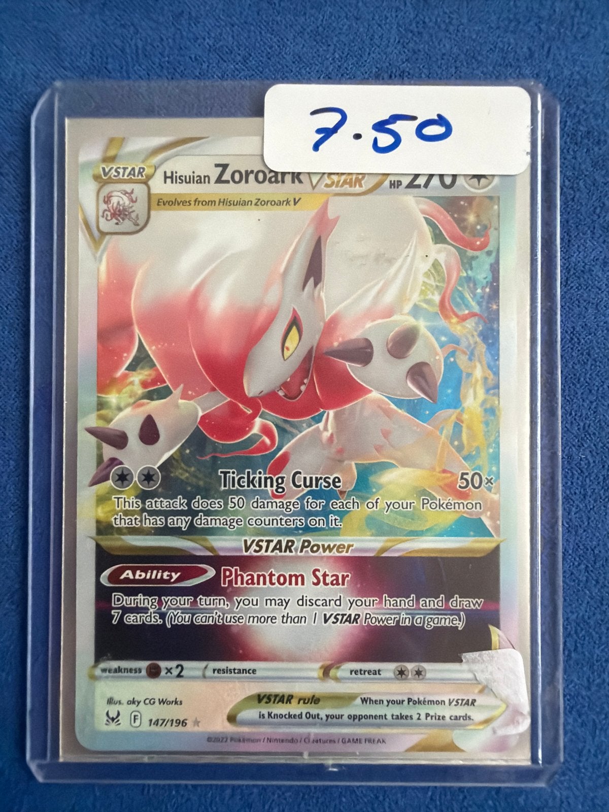 Pokémon Kaart Hisuian Zoroark VSTAR (147/196), Ophalen of Verzenden, Zo goed als nieuw, Losse kaart