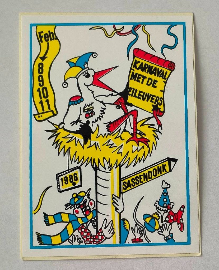 Sticker Carnaval in Zwolle 1986 ( en de Eileuvers)Sassendonk, Ophalen of Verzenden, Zo goed als nieuw, Bedrijf of Vereniging