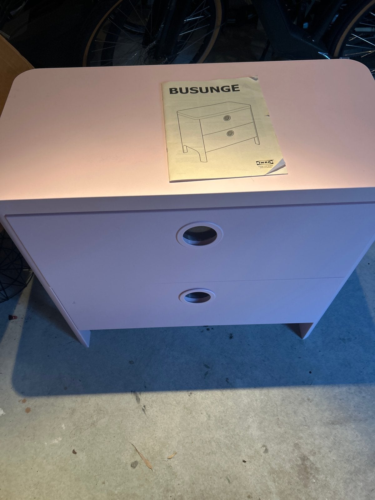 IKEA BUSUNGE Commode - Roze met 2 lades, Ophalen, Gebruikt, 50 tot 70 cm, 75 tot 100 cm