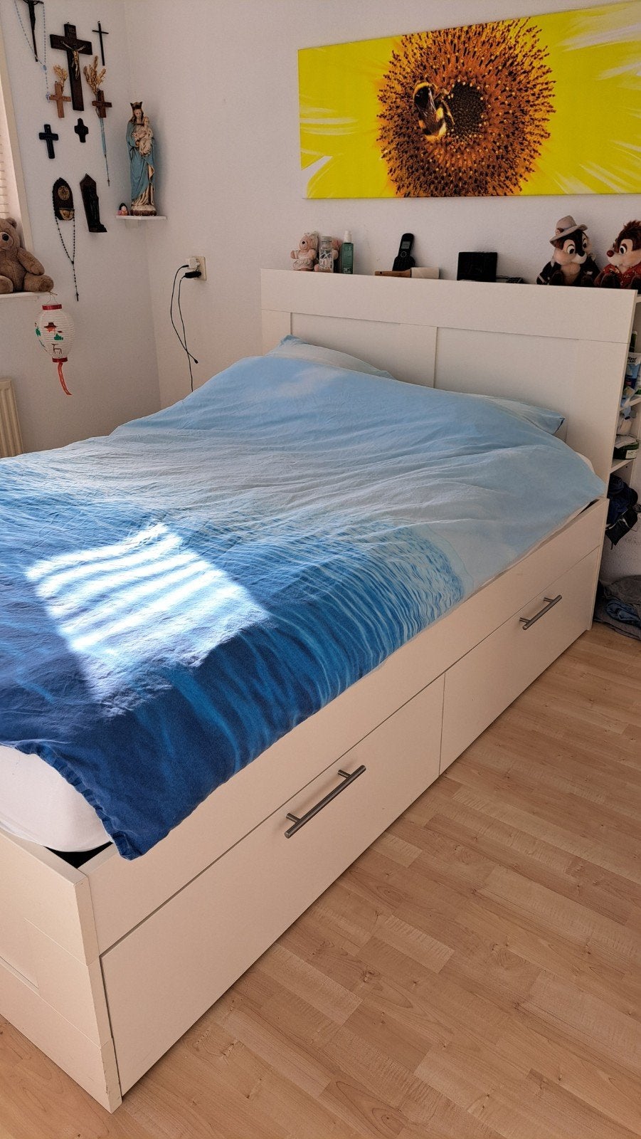 ikea bed wit, Ophalen, Wit, Tweepersoons, 140 cm