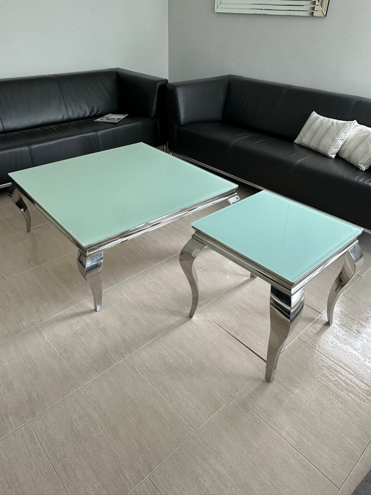 Set van 3 tafels: 2 salontafels en 1 gang/tv-tafel, Ophalen, 100 tot 150 cm, Vierkant, 50 tot 100 cm